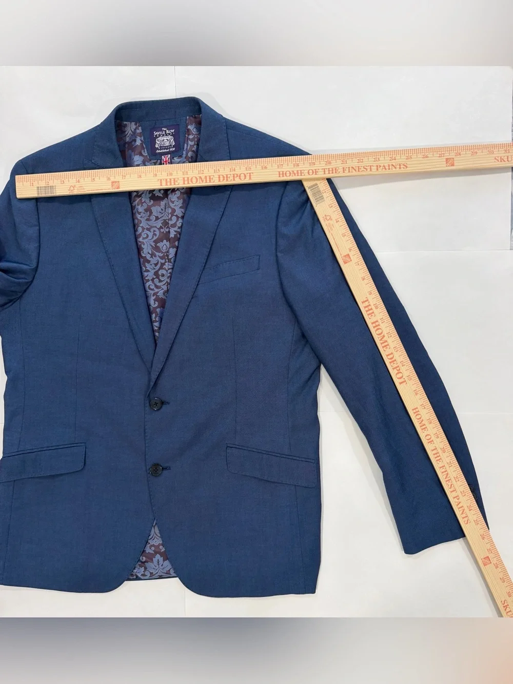 SAVILE ROW CO Brixton Navy Blue Sport Coat Blazer Jacket Poly Spandex Rayon 44L